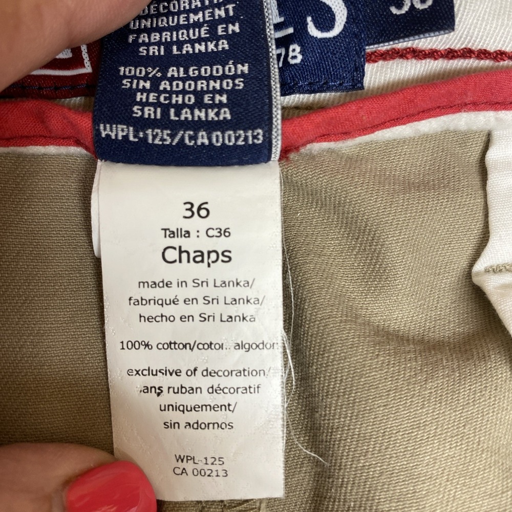 Chaps Shorts Men 36 10" Beige Khaki Zip & Drawstring 100% Cotton American Flag - Picture 8 of 11